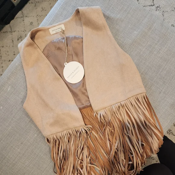 Saints & Hearts Fringe Suede Vest, size medium, NWT - Picture 2 of 9